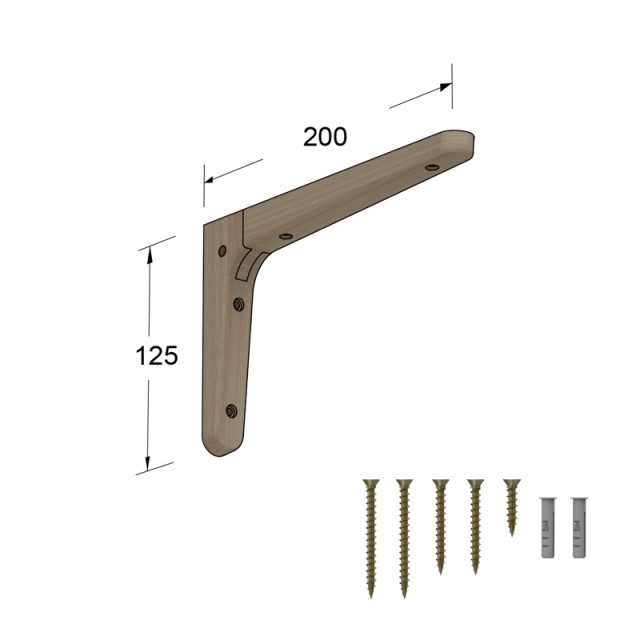 WOODEN SHELF BRACKET 20x12.5cm / BEECH WOOD